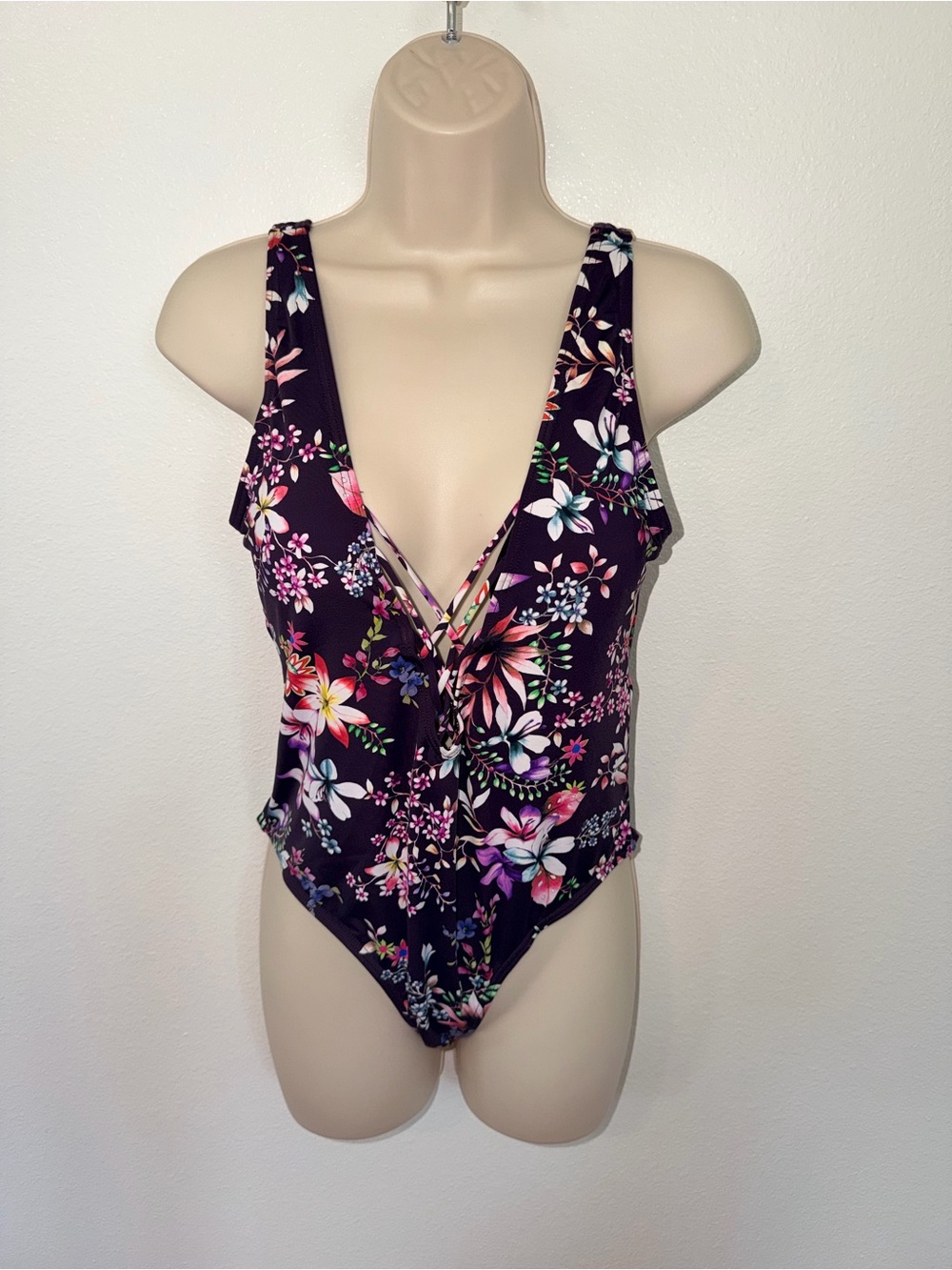 Hobie Floral One-Piece Swimsuit in Black with Multicolor Floral Print